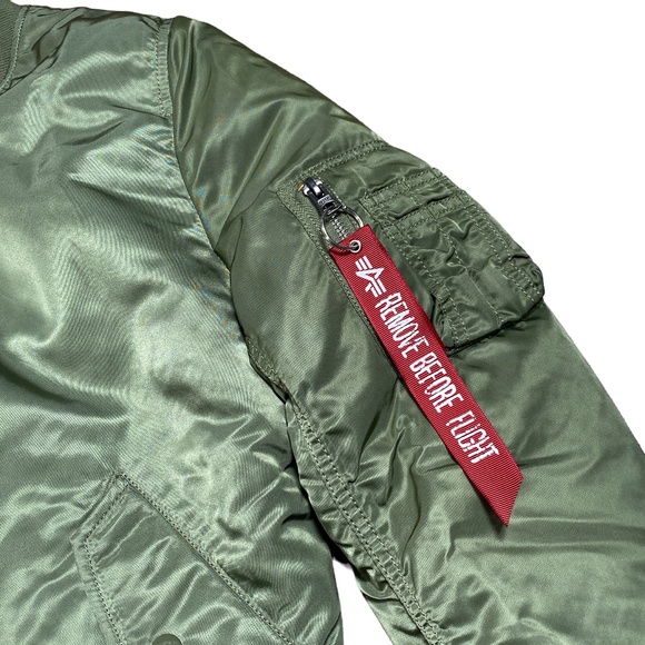 Alpha Industries MA-1 Reversible Bomber Jacket Satin Army Green Womens Medium - Picture 6 of 10